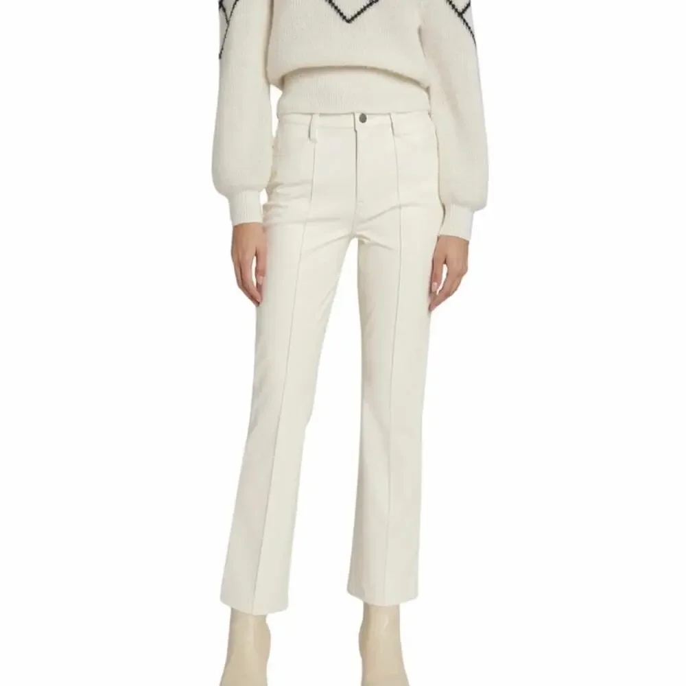 7 For All Mankind High Waist Slim Kick Faux Leather Beige Pants - Size 30, NWT
